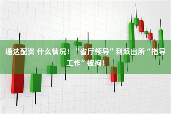 通达配资 什么情况!“省厅领导”到派出所“指导工作”被拘!